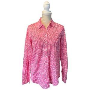 Lilly Pulitzer Geometric Print Resort Fit Button Down Blouse Top Small